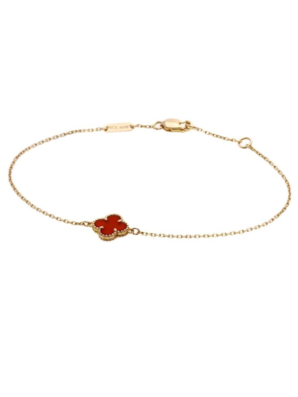 Van Cleef & Arpels Sweet Alhambra Carnelian Bracelet 18k Pink Gold